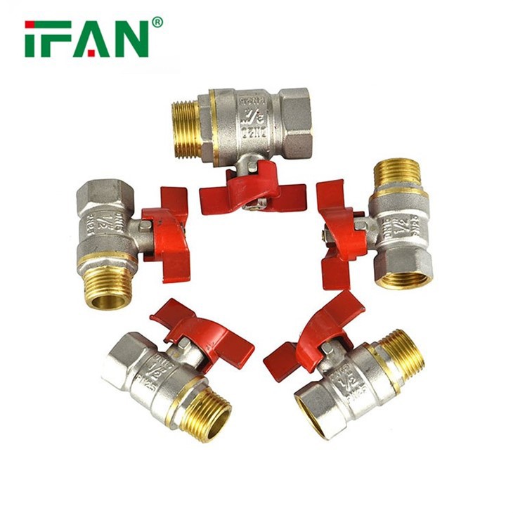 Male Thread Butterfly Handle Socket Brass Ball Valve